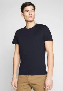 Pier One 2 PACK - T-Shirt Basic - White/dark Blue -Pier One 29e824f9825c4b58be6620e83ee4ac6b