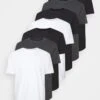 Pier One 7 PACK - T-Shirt Basic - Mottled Dark Grey/white/black -Pier One e7f6e83a5fc54fbaaa5e7624e6a8a452